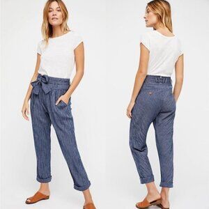 FREE PEOPLE Rumors Navy Yarn-Dye Harem Pants Size 10